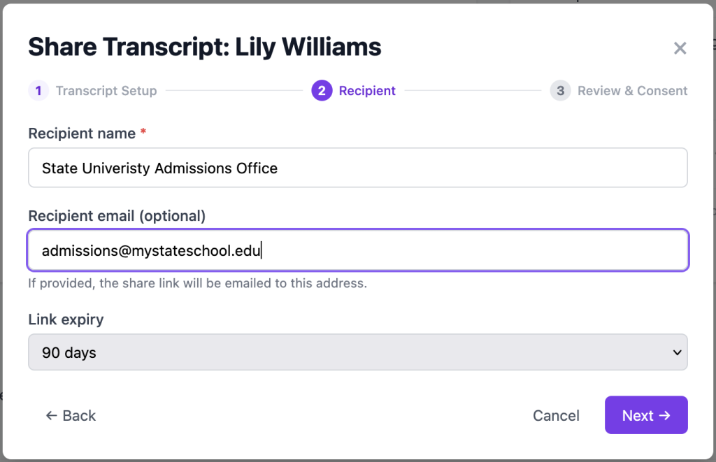 Scholaright Verify allows you to send transcripts securely and electronically